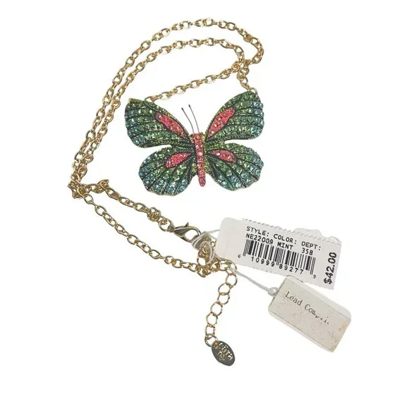 Cara NY Gold Tone Necklace With Rhinestone Butterfly Pendant (6285) - Picture 5 of 6